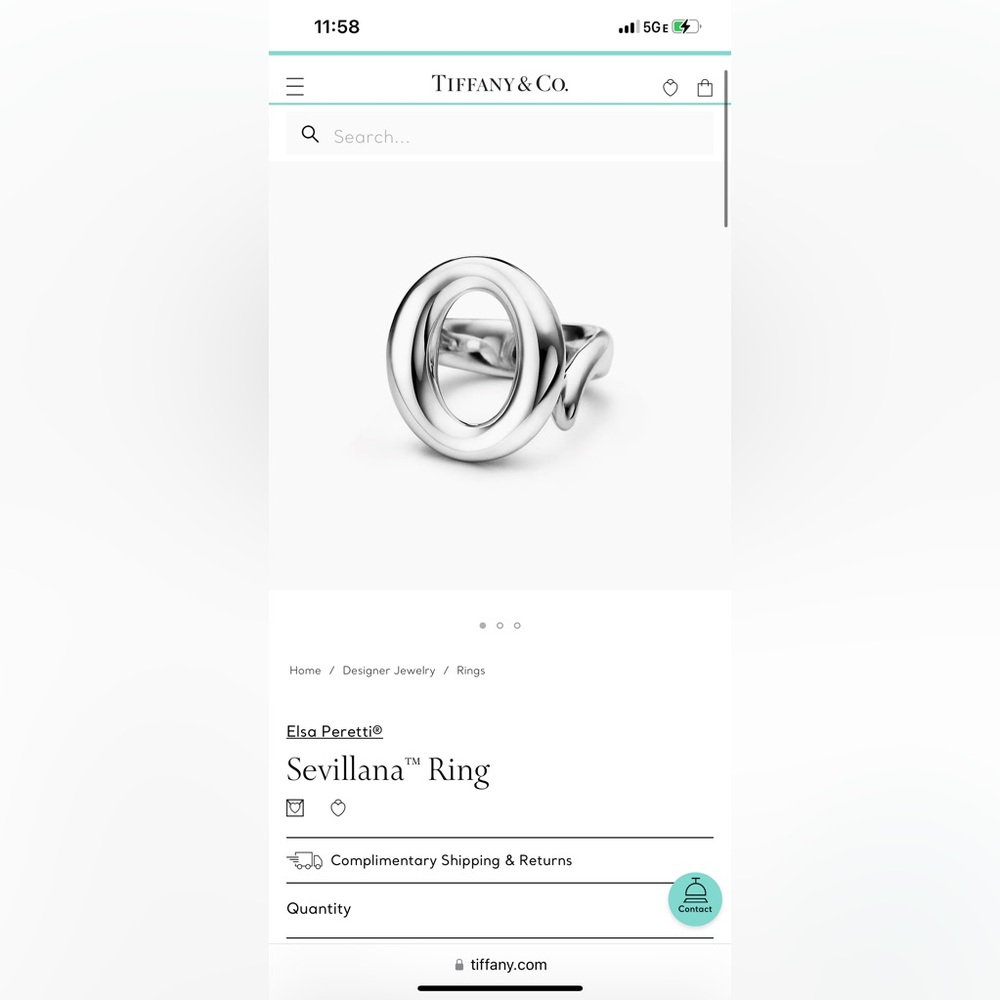 Tiffany Sevillana Silver Ring size 6